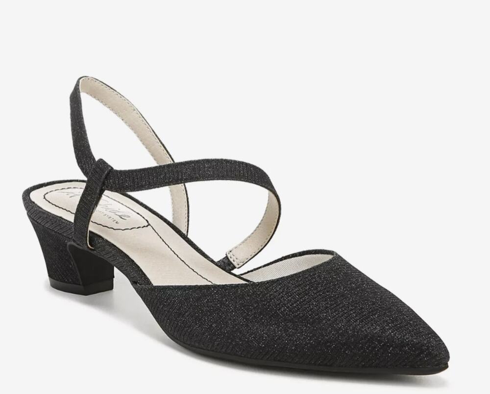 LifeStride Minimalist Pumps 6.5 Black Shimmer NWOT Heels Comfort Life Stride